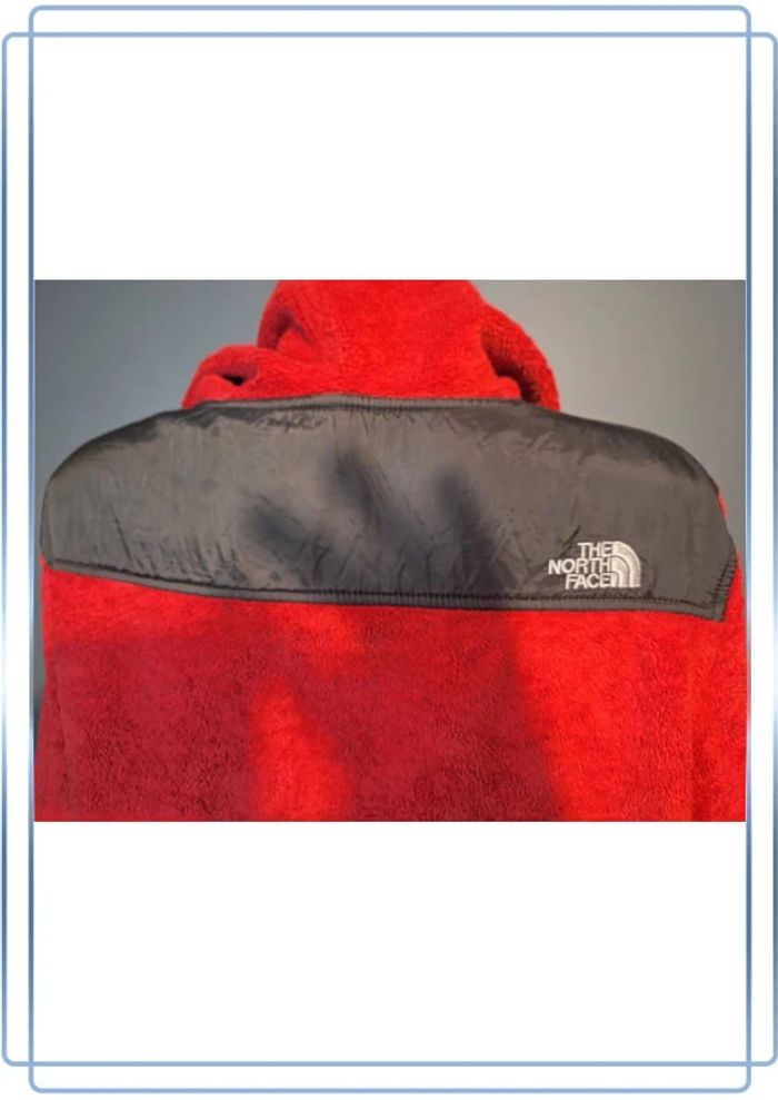Polaire à capuche full zip the north face rouge et noir - taille XL - femme / logo brodé - photo numéro 9