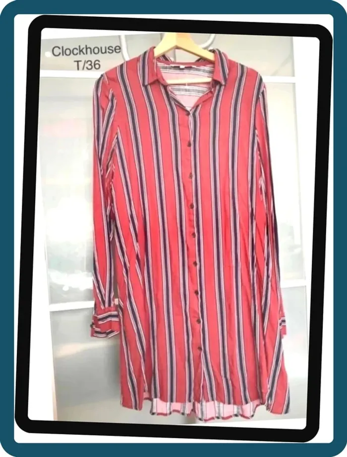 Très belle robe chemise à rayures 100% viscose C&A en T.36 - photo numéro 2
