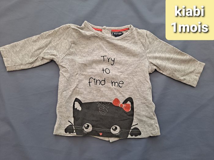 tshirt manches longues bébé fille 1mois chat kiabi ouverture au dos