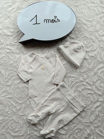 Ensemble 3 pièces (body manches longues+legging avec pied+bonnet) Mixte 1 mois mouton