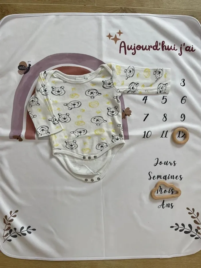 Body bébé Disney Baby – Taille 12 mois – Manches longues – Winnie l’Ourson