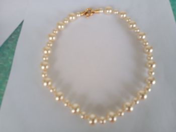 Collier perle de culture de Majorque et fermoir plaqué or 