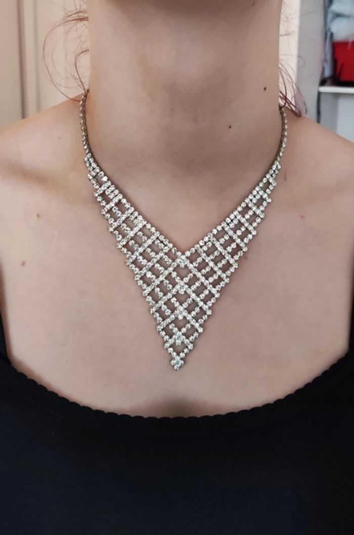 Collier fantaisie strass en rivière - photo numéro 4