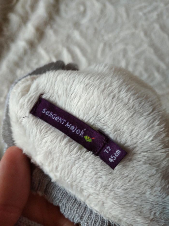 Bonnet doublé avec deux pompons et un nœud Fille 45 Taille 1 Sergent major - photo numéro 7