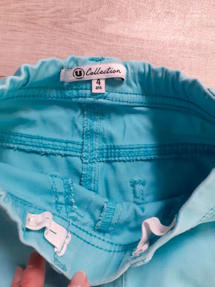 Pantalon fille jegging bleu turquoise 4 ans - photo numéro 3