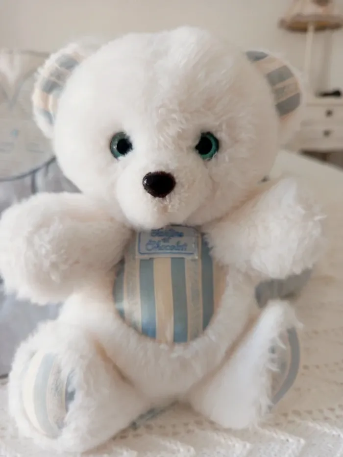 Ourson vintage blanc rayé bleu Tartine et Chocolat + gigoteuse look rétro 🐰 6/12 mois - photo numéro 7
