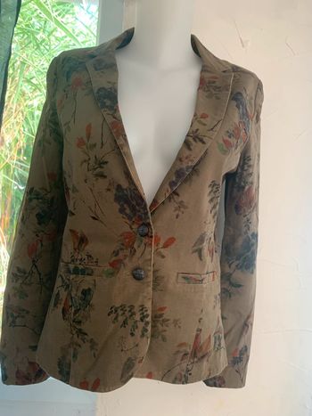 Blazer Elora kaki fleurie taille 38 97% coton