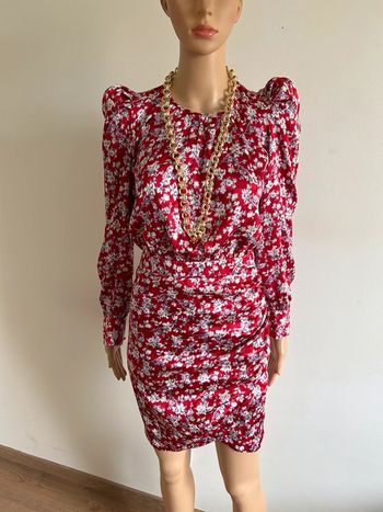 Robe rouge et imprimée satinée neuve Morgan taille 34 (valeur 80€)