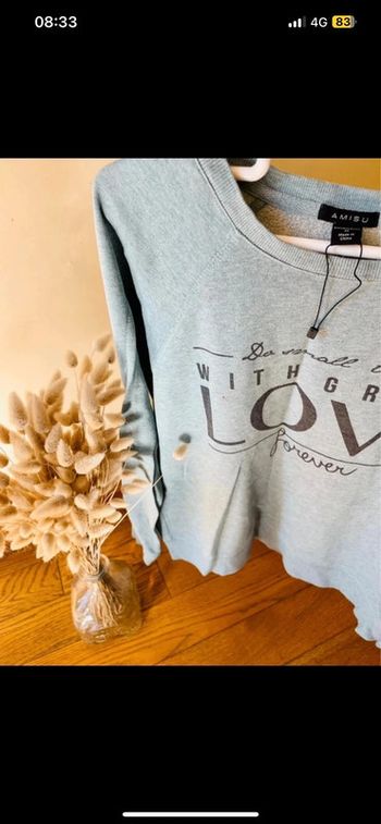 Sublime pull amisu taille M en coton bleu vert Envoi rapide