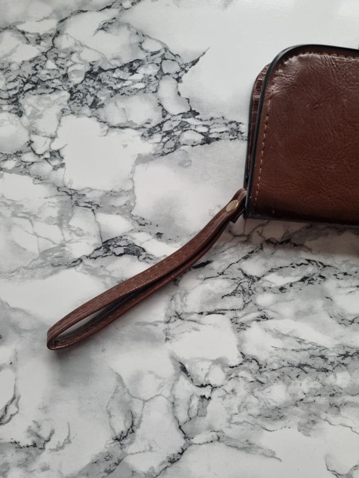 Porte monnaie en cuir marron vintage - photo numéro 3