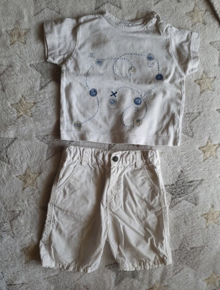 Short et tee shirt Manche  courte blanc et jaune
