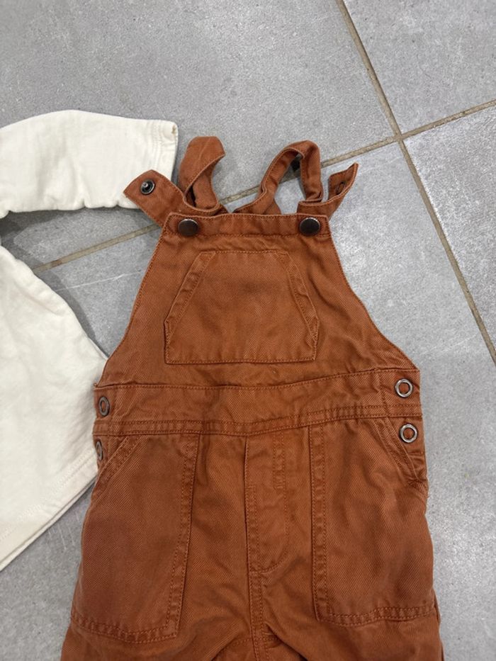 Ensemble salopette marron et t-shirt beige - photo numéro 3