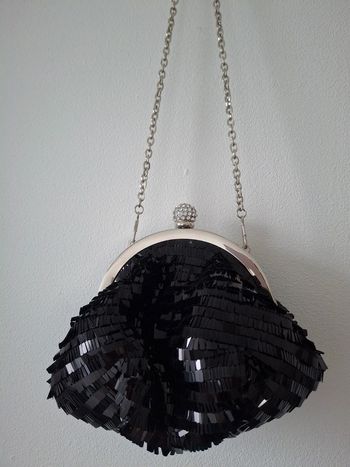 Pochette bal/mariage/soirée à sequins noirs et strass - neuf