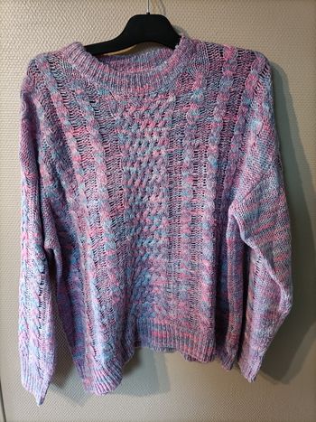 Pull hiver violet et rose