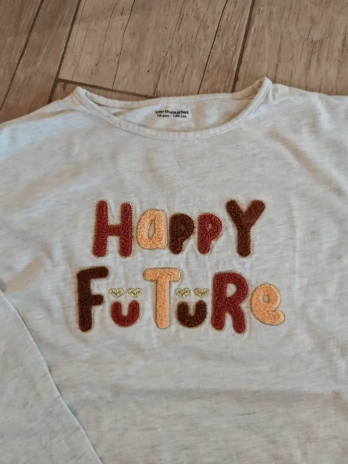 T-shirt manches longues 10 ans happy future - photo numéro 2