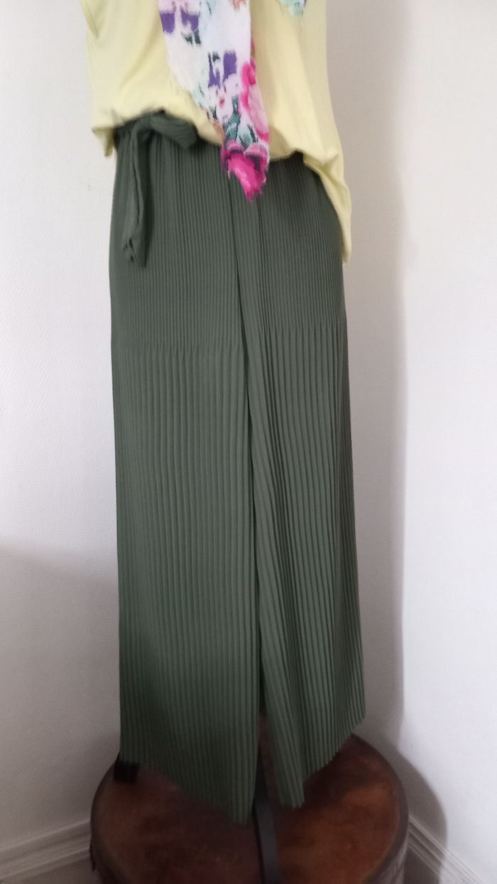 Palazzo Plissé Kaki Taille Unique - photo numéro 5