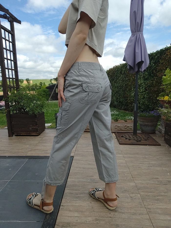 Pantacourt gris clair à lacets taille basse T40 - KWoman - photo numéro 6