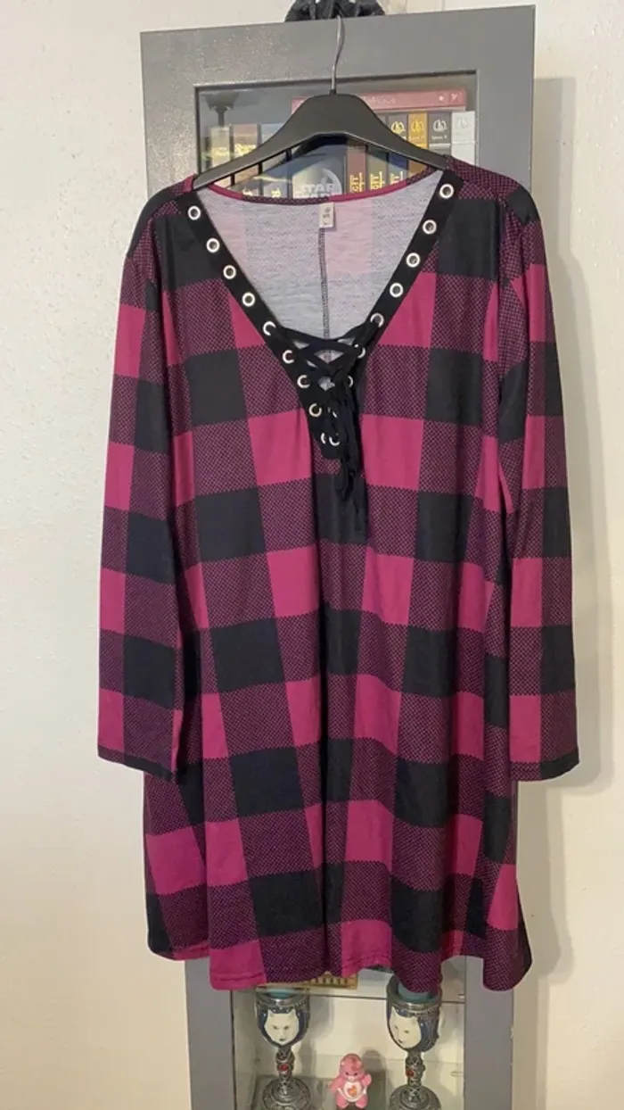 robe tunique mauve noir taille 50 - photo numéro 2