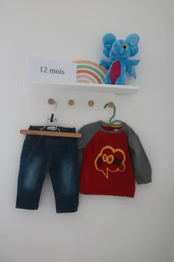 Ensemble pull Kimbaloo et pantalon Boubli bougla 12 mois