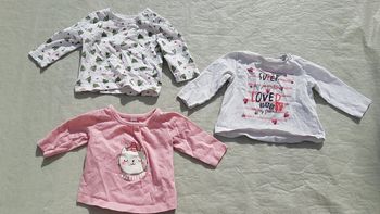Lot de 3 t-shirt manches longues fille 3 mois