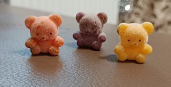 Lot Vintage minuscule miniature floqué ours en peluche