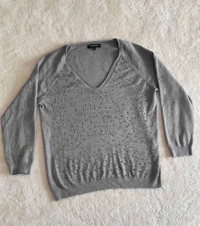 Pull gris Morgan S avec strass - photo numéro 5