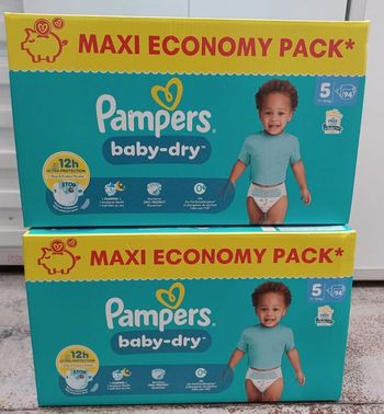 2 Cartons couches Pampers baby-dry Taille 5 - MaxiEcopack