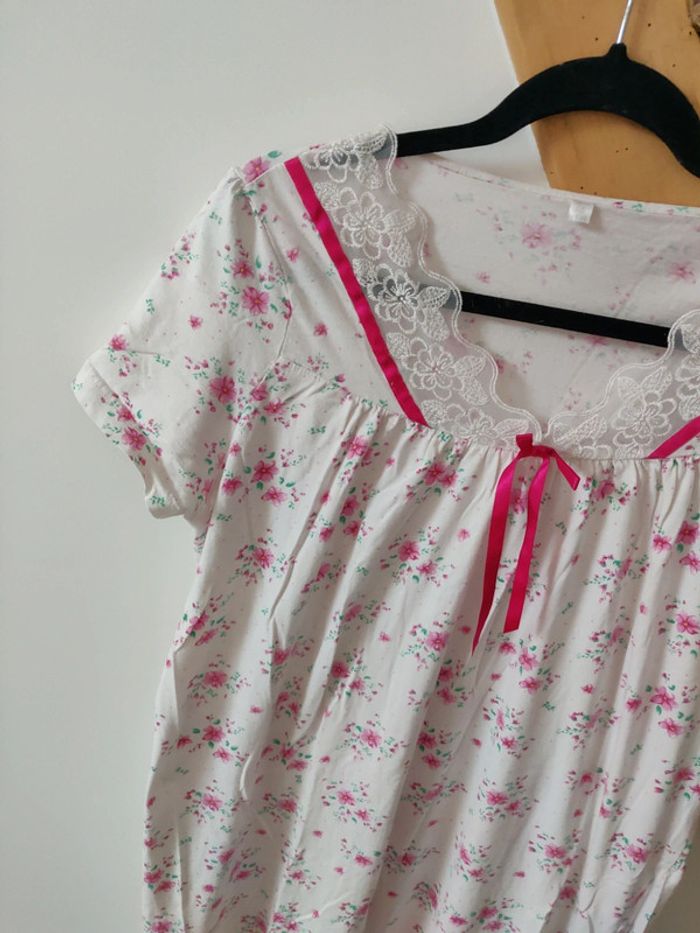 Chemise de nuit longue vintage fleurie 1990 - photo numéro 2