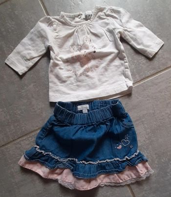 Ensemble tee shirt jupe petit kimbaloo fille 1 mois
