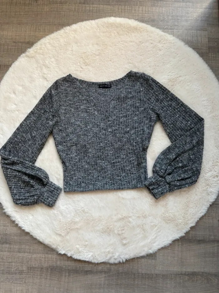 Blouse longues manches gris clair