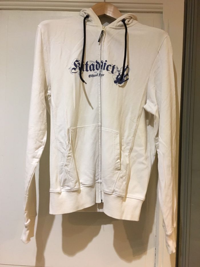 Gilet / Veste avec capuche et fermeture éclair blanc marque kitaddict taille S