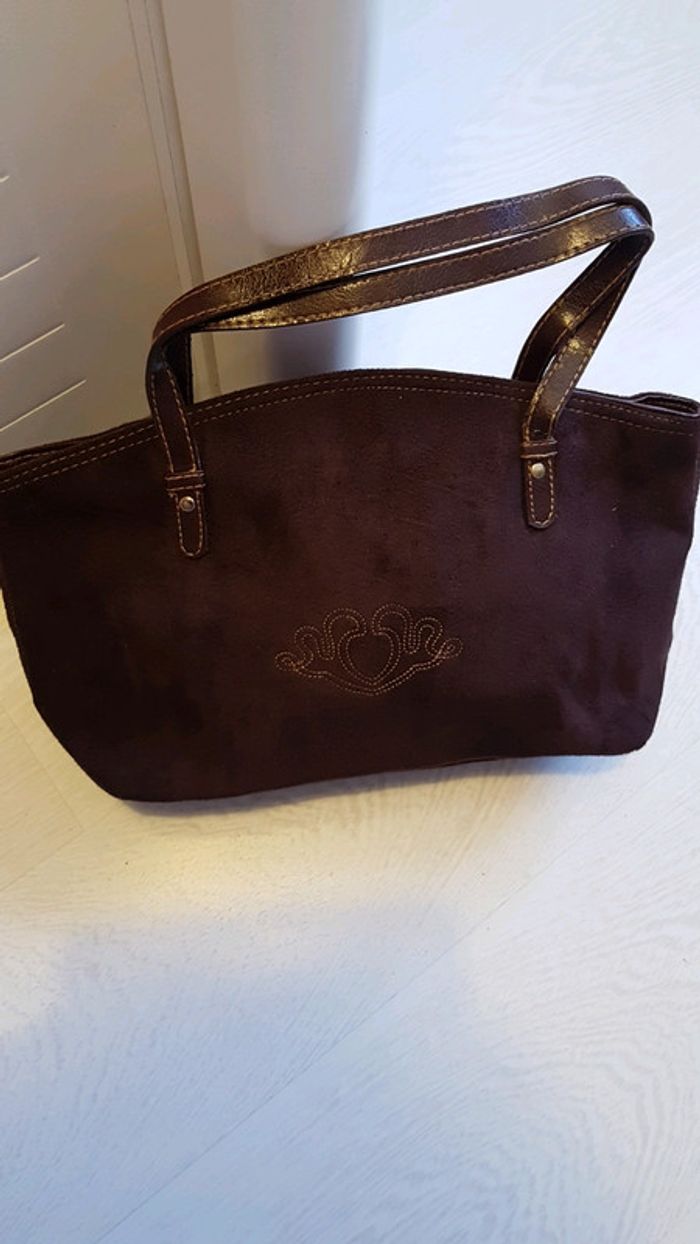 Sac à main marron en nubuck