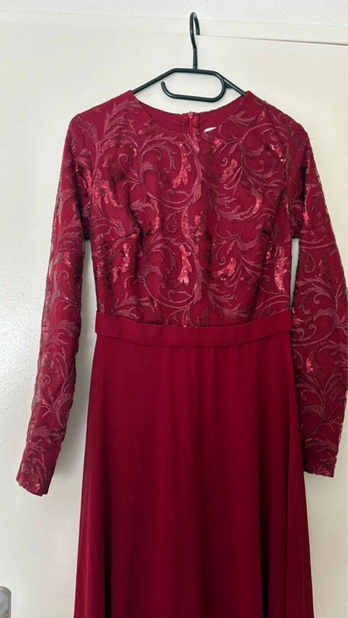 Robe de soirée rouge bordeaux taille M femme - photo numéro 2