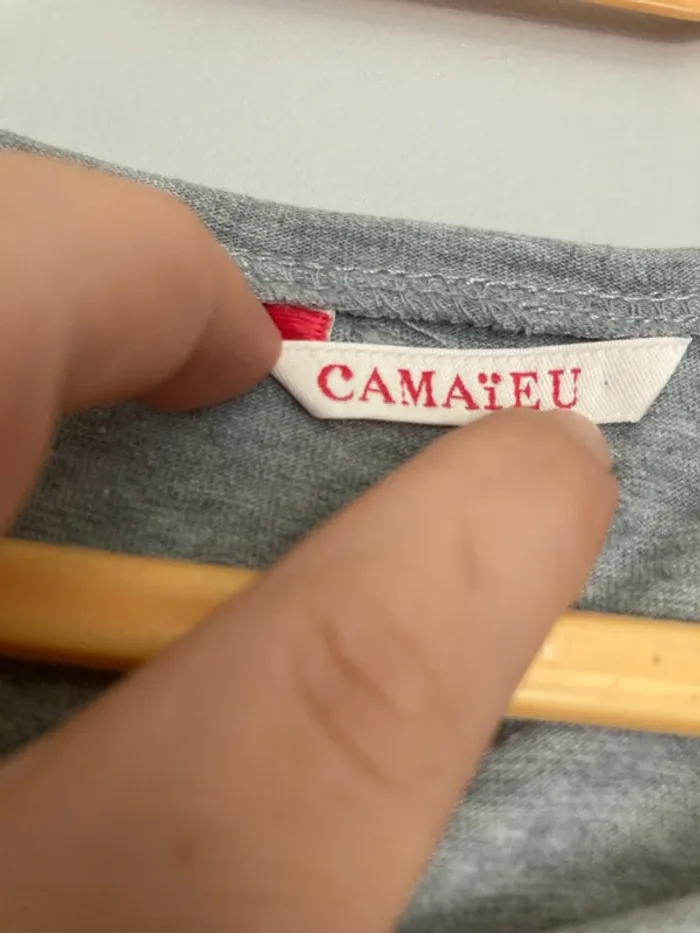 T-shirt Camaïeu gris, taille S, tissu léger - photo numéro 2
