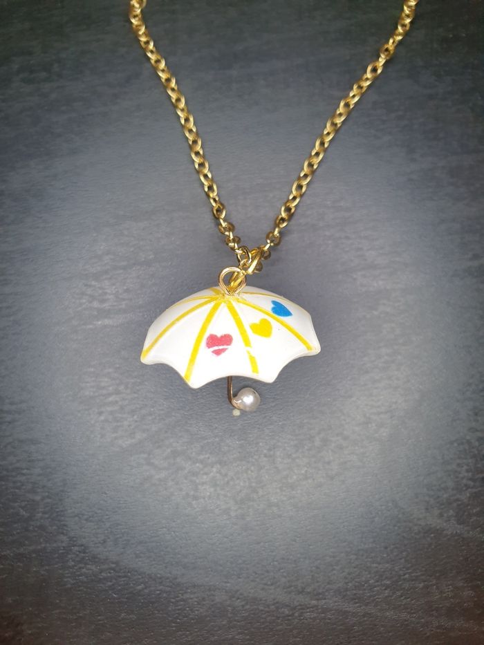 Collier "Parapluie" coeur en acier inoxydable - photo numéro 2