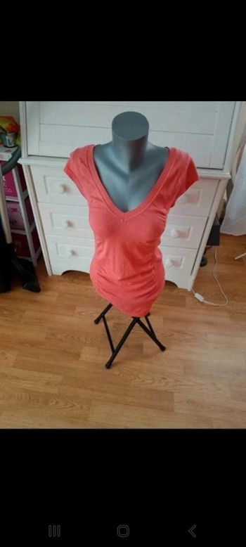 Pull manches courtes corail 36