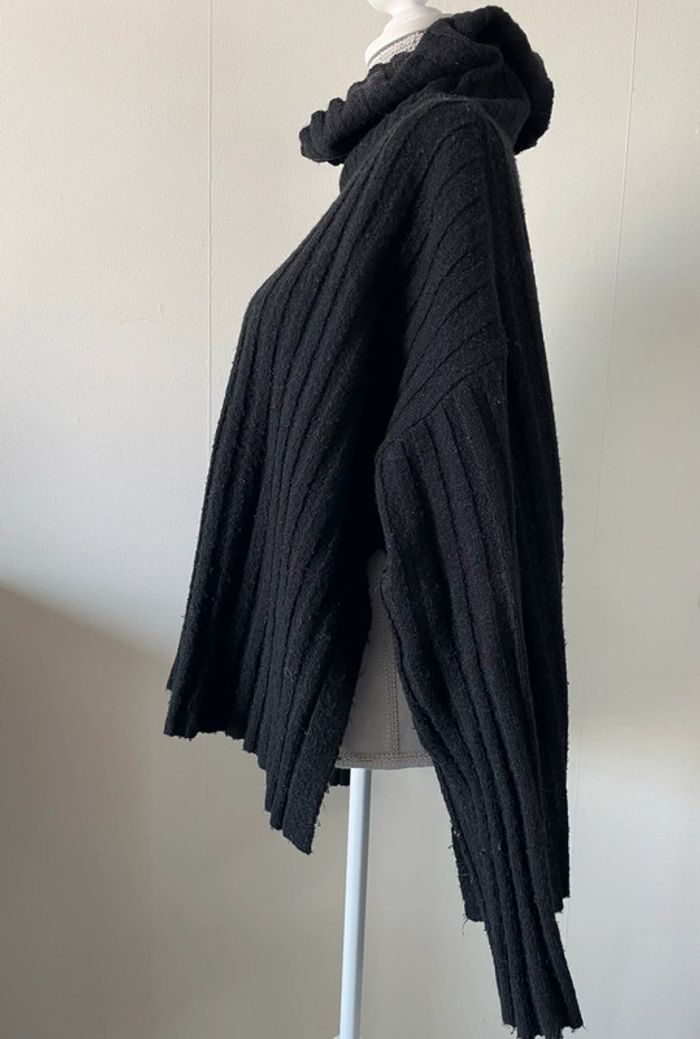 Pull maille sweater maglione suéter trui Sweat-shirt haut sweat t-shirt manches folder crochet noir - photo numéro 4