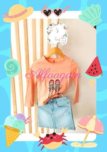 Ensemble jupe jean t-shirt Kiabi 5ans