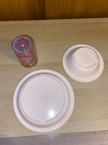 Lot vaisselle Barbie assiette bol verre gobelet plastique Mattel 1995 service thé théière