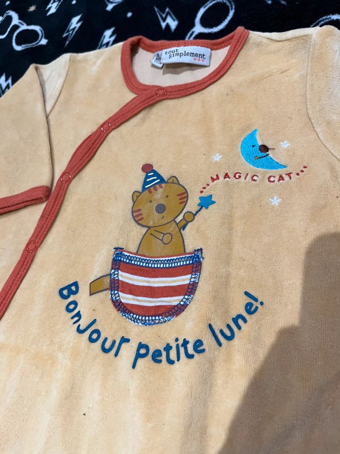 Pyjama une pièce en velour 9 mois garçon - photo numéro 2