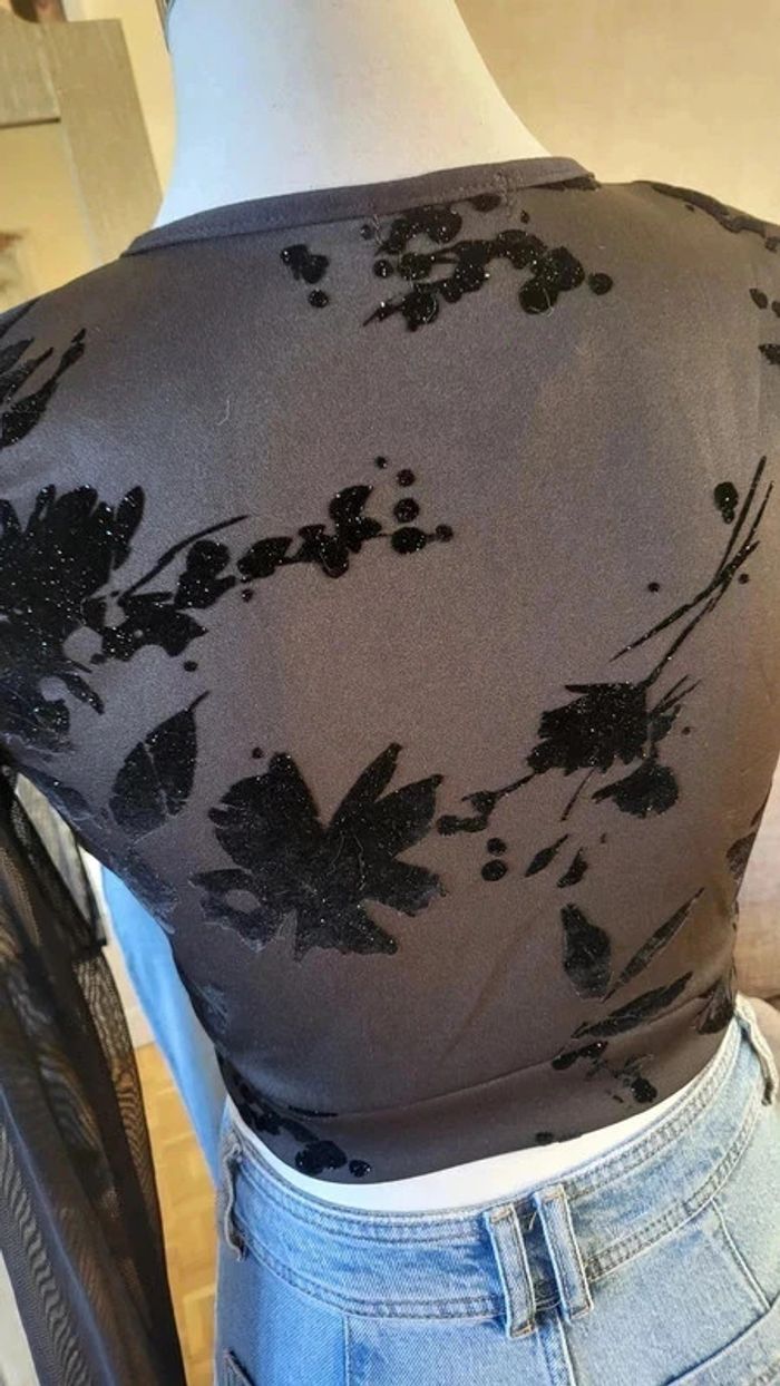 Magnifique crop top velours paillettes - photo numéro 5