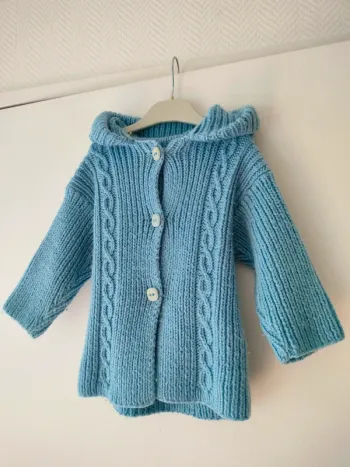 Gilet bleu fait main 18/24mois