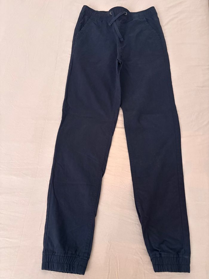 pantalon garçon 14 ans kiabi coton bleu marine élastiques - photo numéro 3