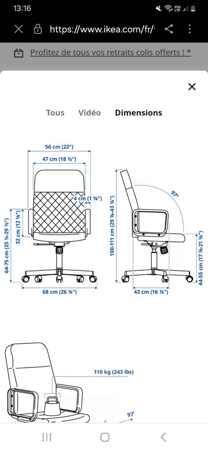 Chaise de bureau Ikea - photo numéro 3