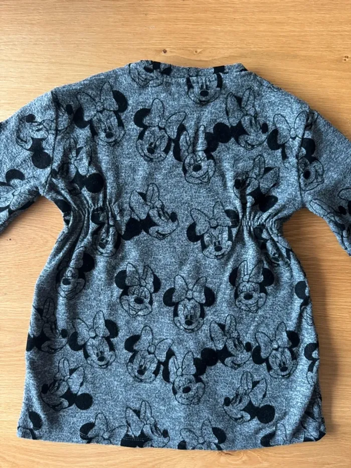 Robe ML fond gris dessins Minnie Mouse noir velours - Taille 4 Ans - photo numéro 7