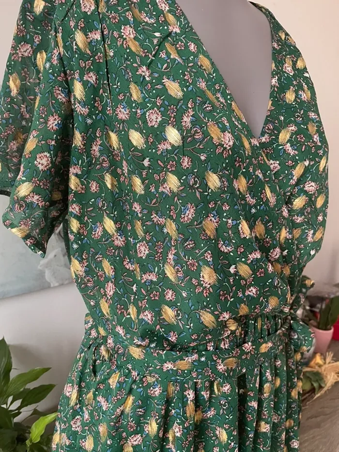 Magnifique robe longue effet feuilles d’or en excellent état en M 38 - photo numéro 7
