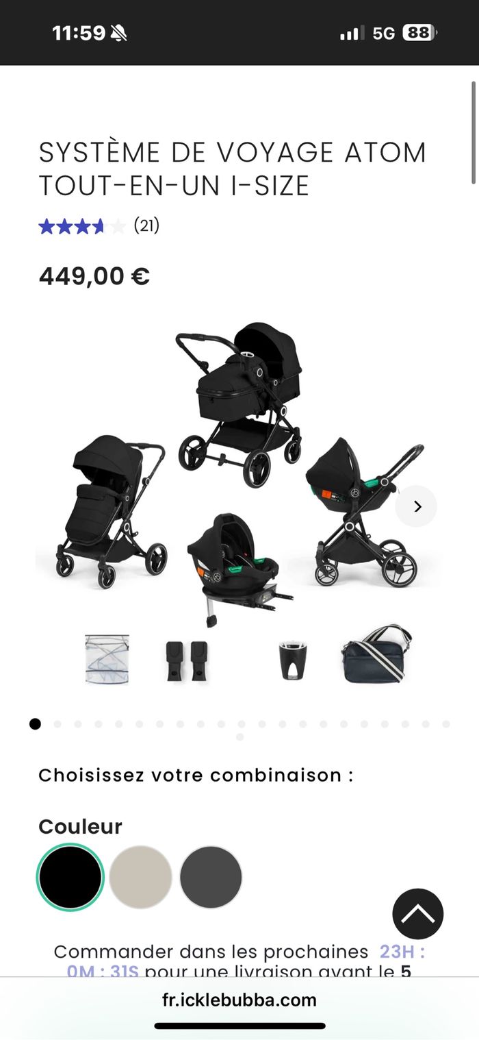Poussette trio ickle bubba