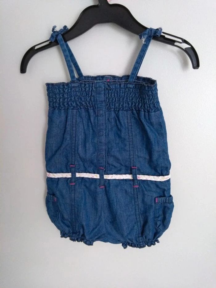 Combinaison courte denim avec bandana cheveu 12 mois Gémo - photo numéro 3
