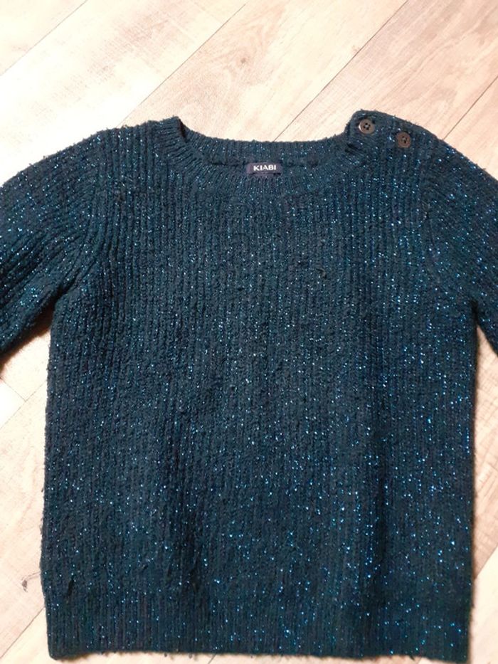 Pull fille bleu marine fils métalliques brillant 4 ans - photo numéro 4