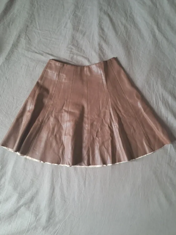 Jupe en simili cuir maron